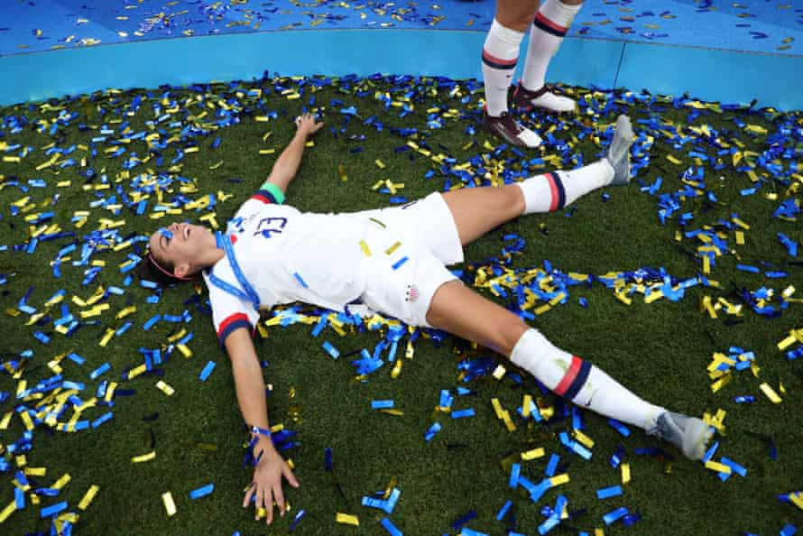 Alex Morgan celebrates after winning her second World Cup in France last year.