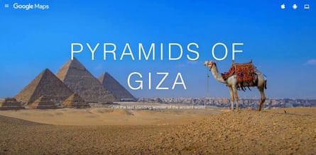 An online virtual tour of the Pyramids of Giza, Egypt