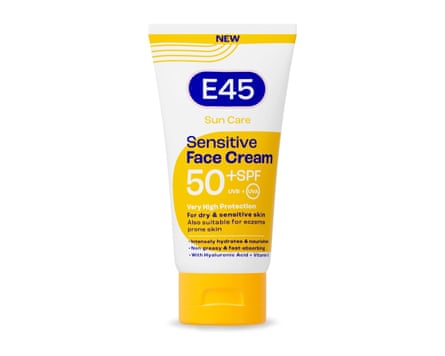 E45 sensitive sun face cream SPF50.