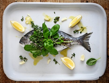 Lemon or vinegar with green herbs always go well with white fish.
