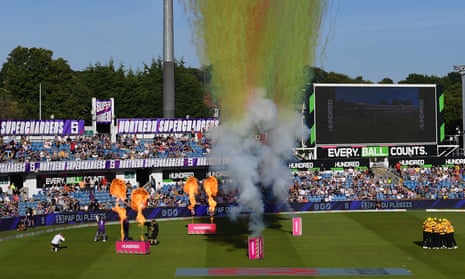A general view as the team's take to the field during The Hundred match between Northern Superchargers Men and Trent Rockets Men at Headingley on 9 August 2022.