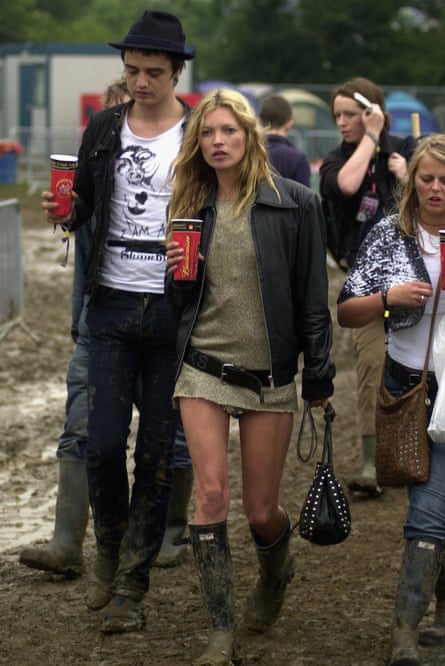 Kate Moss and Pete Doherty at Glastonbury festival in 2005.