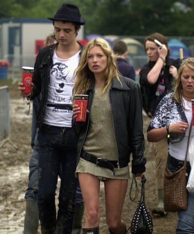 Moss with former boyfriend Pete Doherty at Glastonbury festival in 2005.