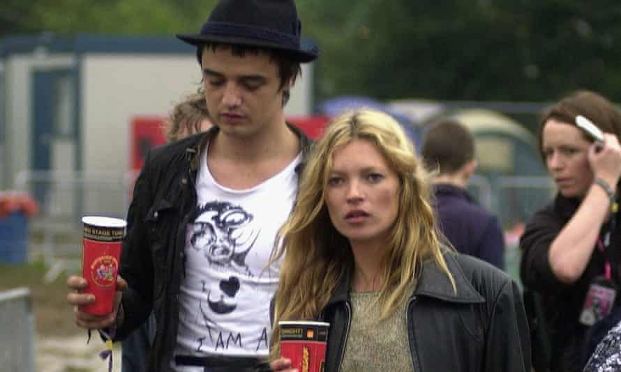 With Kate Moss at Glastonbury, 2005.