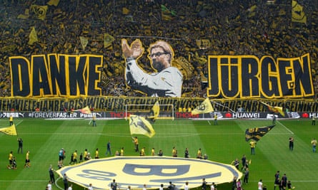 Borussia Dortmund fans showed their appreciation to Jürgen Klopp before he left in 2015 after seven years. If he sees out his Liverpool contract he will have spent seven years there too.