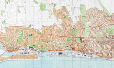 Section of the Soviet map of Brighton, 1990