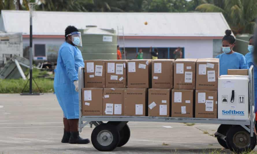 Vaccines arriving into Tuvalu from Australia.