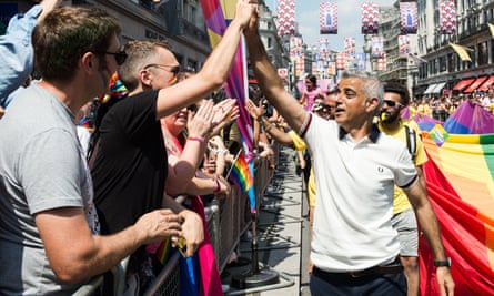 Sadiq Khan at Pride in London in 2018