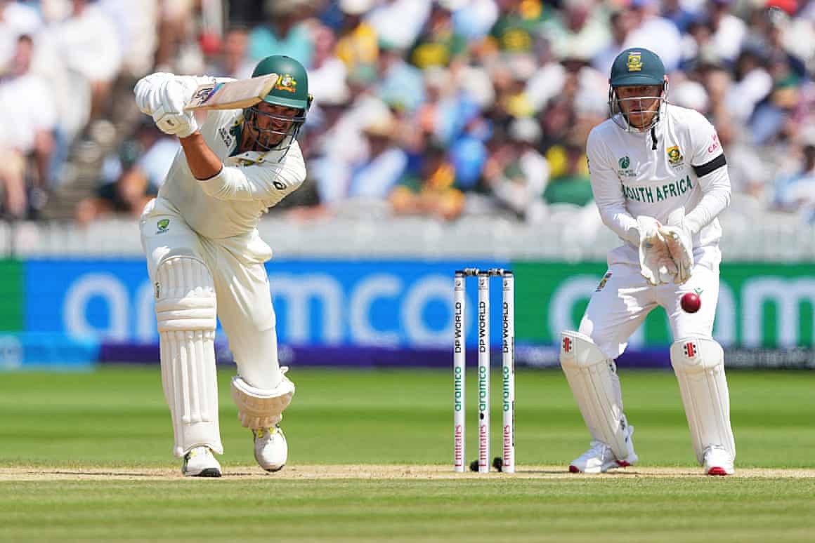 Mitchell Starc plays a shot
