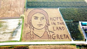Field of dreams: an aerial handout photo by Italian artist Dario Gambarin shows a giant tribute in a field in Verona.