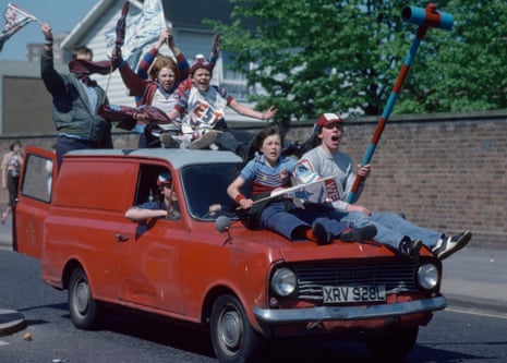 West Ham United fans celebrate winning the FA Cup.