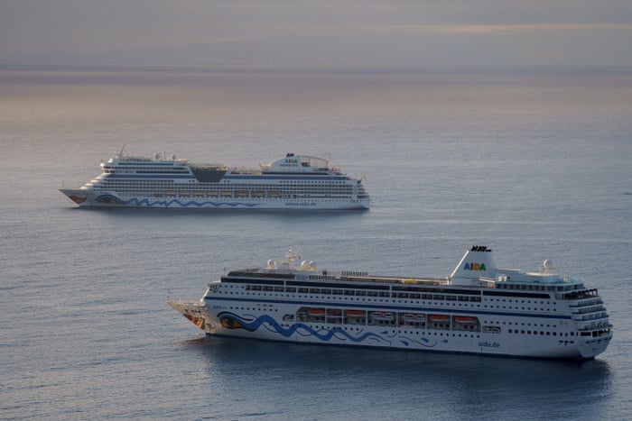 Cruise ships are seen anchored at the Bay in Santa Cruz de Tenerife, Canary Islands, Spain, on 28 April 2021.
