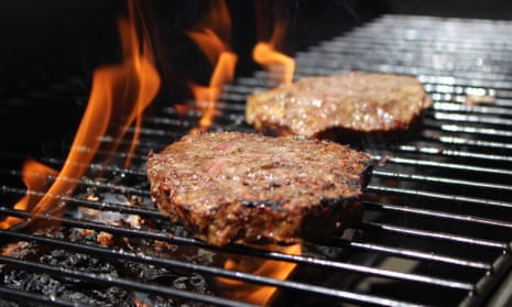 Burger patties on a grill