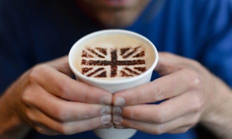 A cappuccino with chocolate in the shape of the union flag