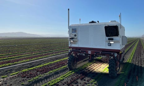 A robot made by Carbon Robotics kills weeds on farmland using lasers.