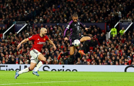 Leroy Sane has an effort on goal for Bayern