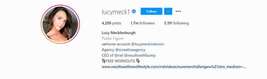 Profil na Instagramie Lucy Meklemburgii.