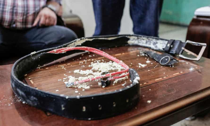 A belt packed with explosive seized by police from an Isis member before it could be detonated.