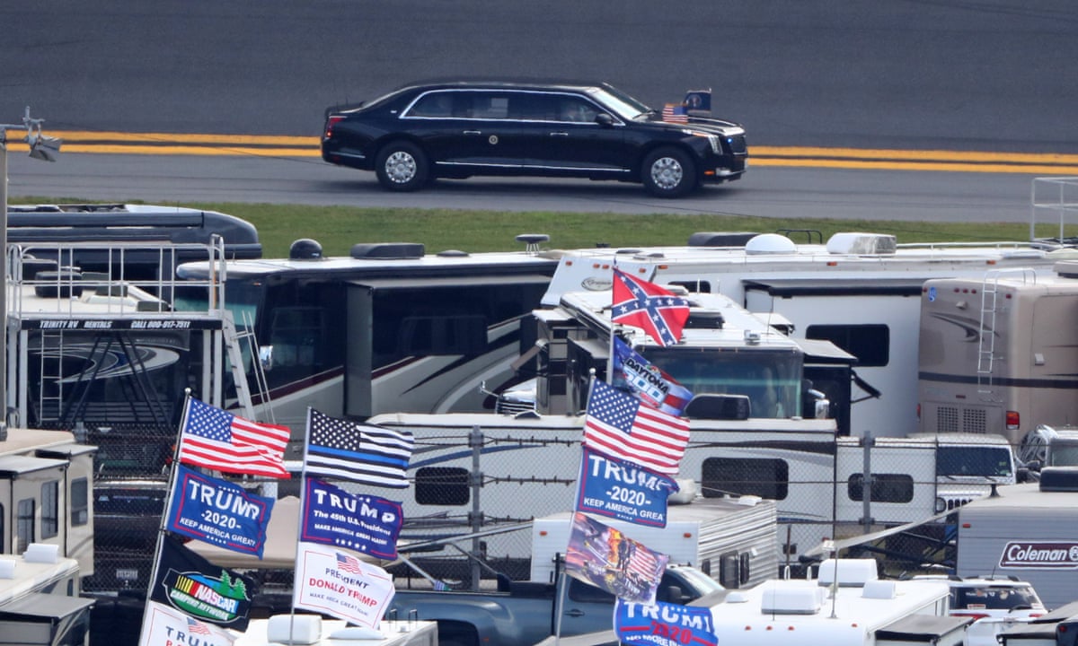 Trump Takes Lap Of Daytona Track In Armored Presidential Limo The Beast Sport The Guardian