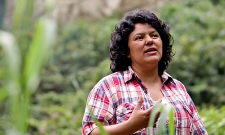 Berta Cáceres at the banks of the Gualcarque River in the Rio Blanco region of western Honduras.