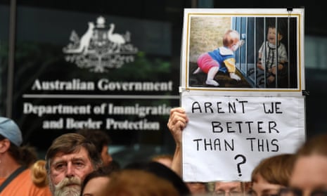 Pro-refugees protesters rally outside Immigration Office in Brisbane.