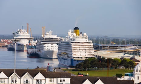 Cruise ships line up at the City Cruise Terminal, Southampton