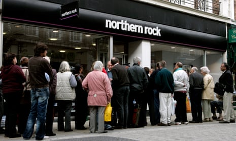 Customers queue outside a Northern Rock branch in September 2007