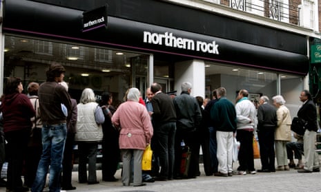 Customers queue to enter a branch of Northern Rock in Kingston, Surrey, southern England, September 17, 2007. 