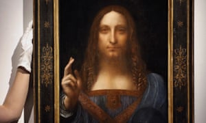 Photo shows Leonardo da Vinci's Salvator Mundi on display at Christie's auction rooms in London