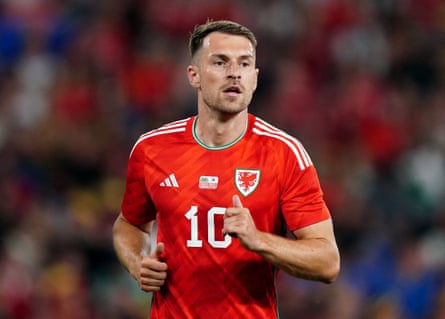Aaron Ramsey playing for Wales.