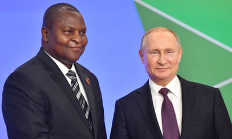 Faustin-Archange Touadéra and Vladimir Putin at the Russia-Africa summit.