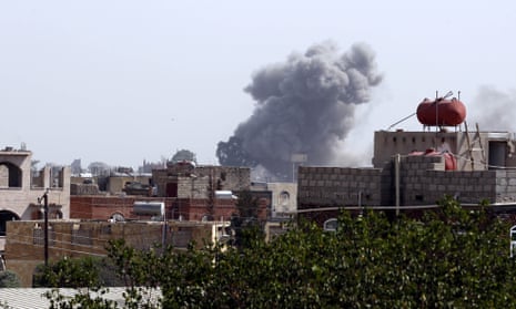 Airstrike targeting Houthi positions in Sana’a.