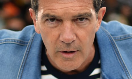 Antonio Banderas poses during a photocall for the film Pain and Glory at the 72nd Cannes film festival in France.