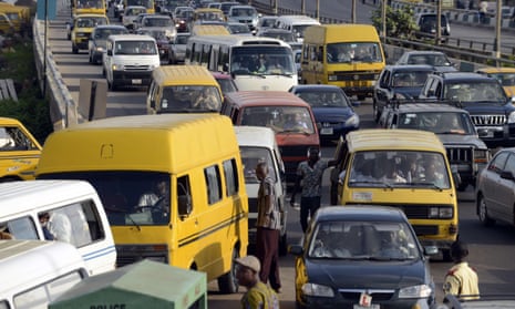 Motorists are stuck in traffic jam on 13 October 2014, Lagos, Nigeria