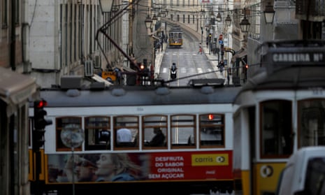 Trams in Lisbon amid the outbreak of coronavirus.
