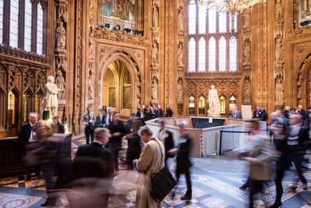 People milling around Central Lobby, Palace of Westminster.