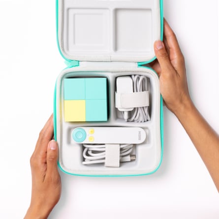 The size of two and a half Rubik’s Cubes … the Nex Playground console in a travel case.