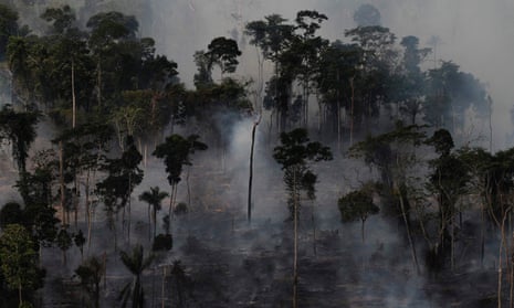 An area of the Amazon rainforest is burnt to clear land for agriculture