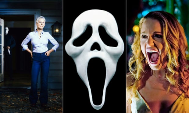 Jamie Lee Curtis returning in a Halloween reboot, the Scream mask and Jessica Rothe in Happy Death Day.