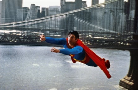 Christopher Reeve flying in the 1978 version of Superman.