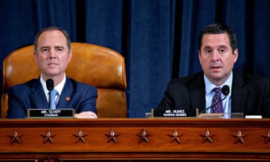 Adam Schiff, left, and Devin Nunes, right, during an impeachment inquiry hearing in Washington DC, on 21 November.