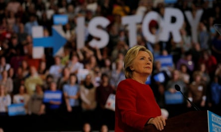 Hillary Clinton at a campaign rally in Raleigh, North Carolina on 8 November 2016.