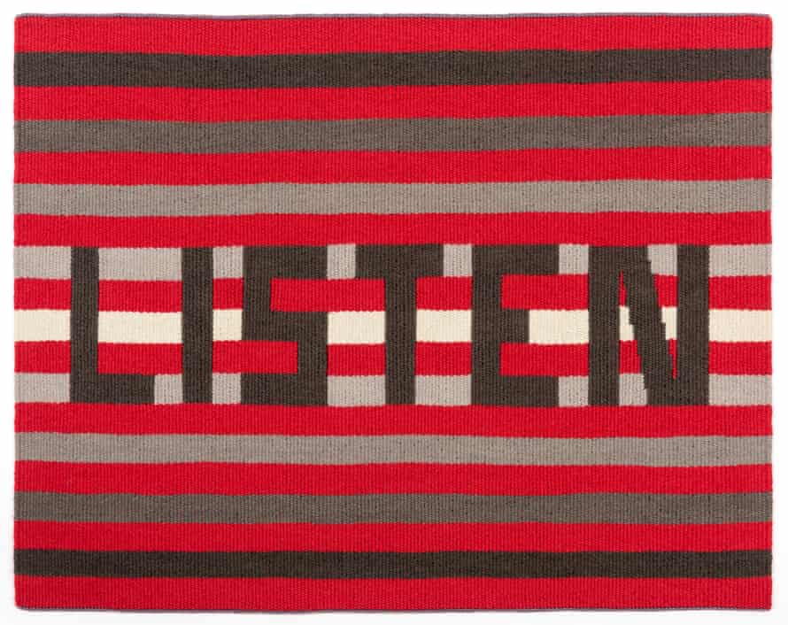 The Red Line tapestry by Caron Penney, on show at Collect Open