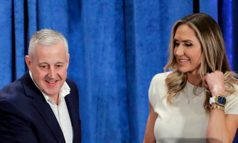 The Republican National Committee’s new chairman, Michael Whatley, left, and co-chair Lara Trump, right, have tried to seize control of the party apparatus.