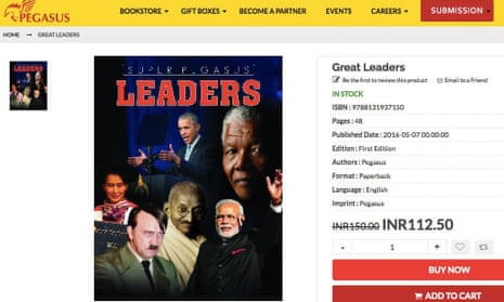 Great Leaders, with Hitler on its cover alongside figures including India’s prime minister Narendra Modi, has since been pulled from sale on publisher Pegasus’s website.