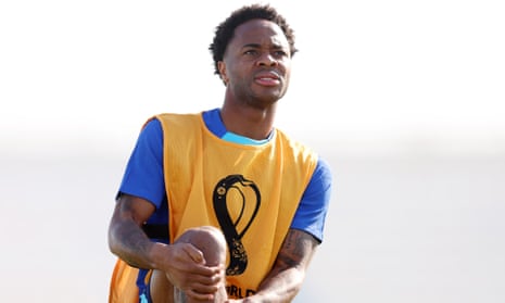Raheem Sterling at an England training session in Doha last month.