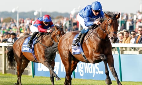 Native Trail beats Dubawi Legend by two lengths in the Dewhurst Stakes at Newmarket.