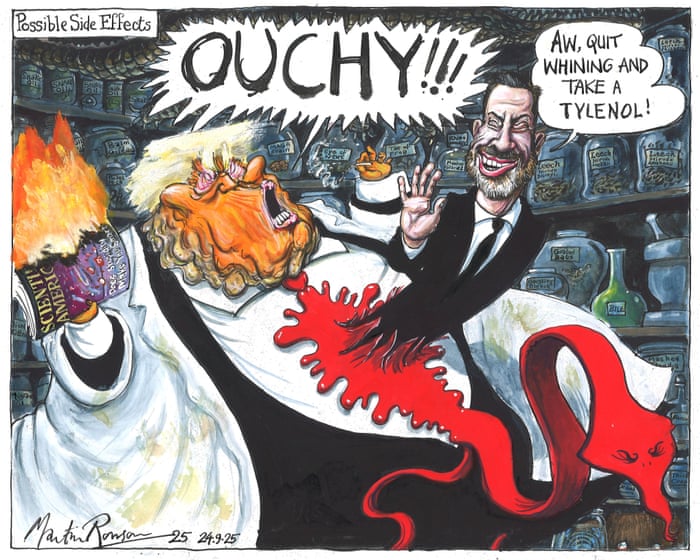 Martin Rowson on Donald Trump and the return of Jimmy Kimmel – cartoon