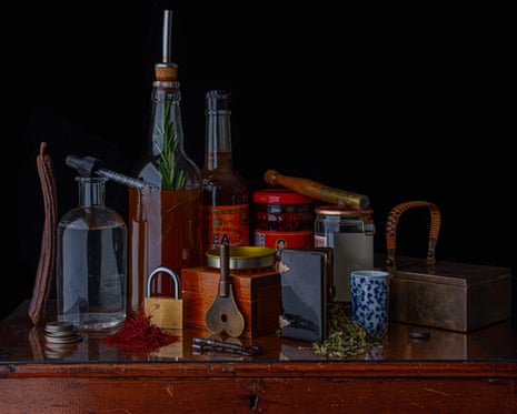 Glass jars with colored herbs and spices. Decoration bottles for kitchen  Stock Photo - Alamy