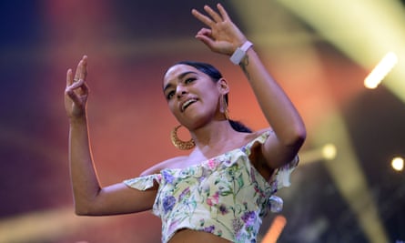 Princess Nokia performs on stage in Los Angeles.